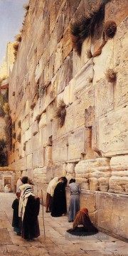  orientalist - Die Klagemauer Jerusalems Öl auf Leinwand Gustav Bauernfeind Orientalist